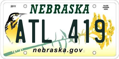 NE license plate ATL419