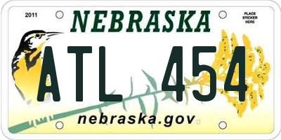 NE license plate ATL454
