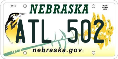 NE license plate ATL502