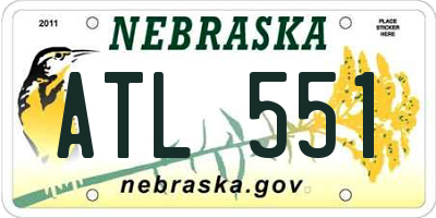 NE license plate ATL551
