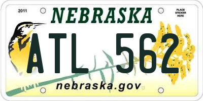 NE license plate ATL562