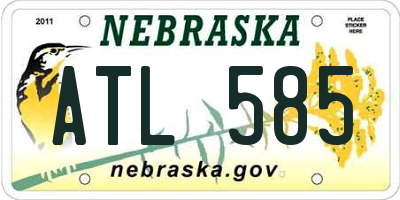 NE license plate ATL585