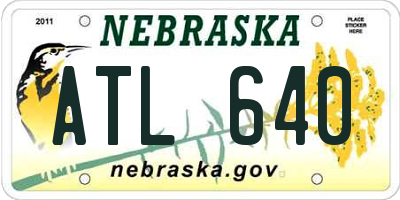 NE license plate ATL640