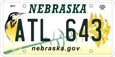 NE license plate ATL643
