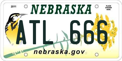 NE license plate ATL666
