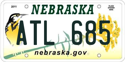 NE license plate ATL685