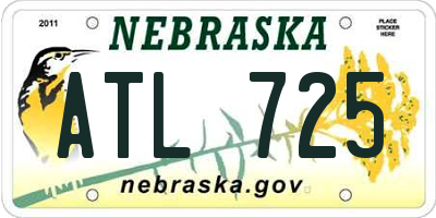 NE license plate ATL725