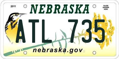 NE license plate ATL735