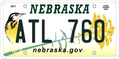 NE license plate ATL760