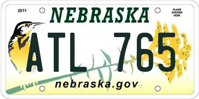 NE license plate ATL765