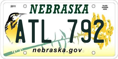 NE license plate ATL792