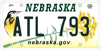 NE license plate ATL793