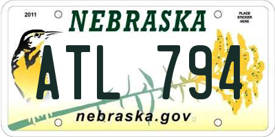 NE license plate ATL794