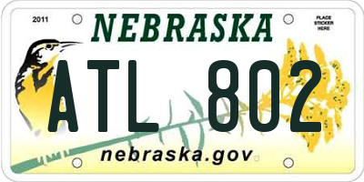 NE license plate ATL802