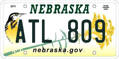 NE license plate ATL809