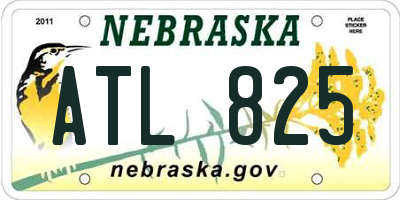 NE license plate ATL825