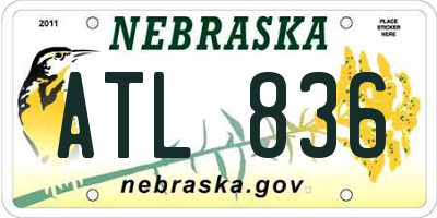 NE license plate ATL836