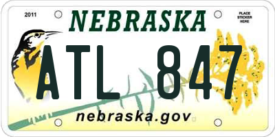 NE license plate ATL847