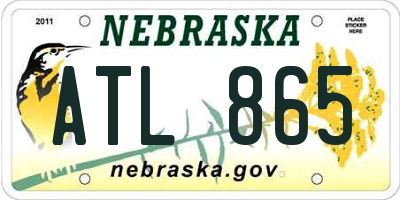 NE license plate ATL865