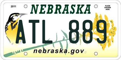 NE license plate ATL889