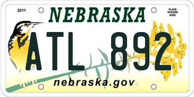 NE license plate ATL892