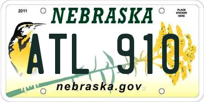 NE license plate ATL910