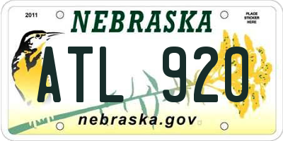 NE license plate ATL920