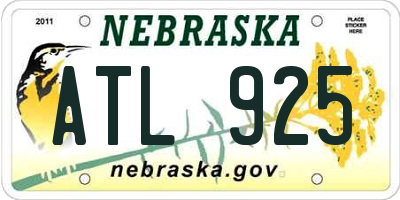 NE license plate ATL925