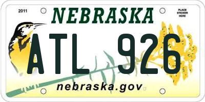 NE license plate ATL926