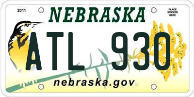 NE license plate ATL930