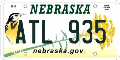 NE license plate ATL935