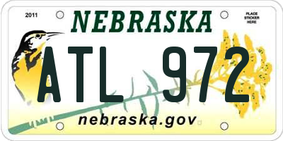 NE license plate ATL972