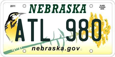 NE license plate ATL980