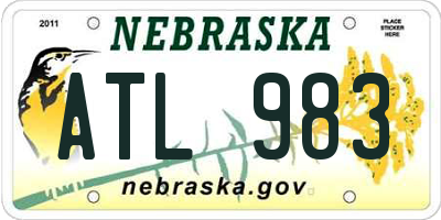 NE license plate ATL983