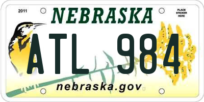 NE license plate ATL984