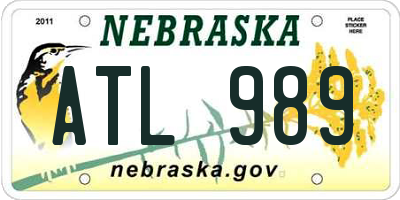 NE license plate ATL989