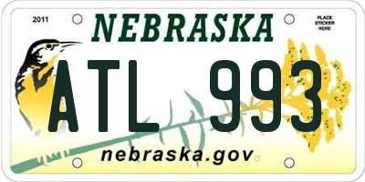 NE license plate ATL993