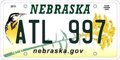 NE license plate ATL997