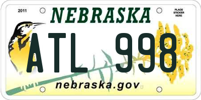 NE license plate ATL998