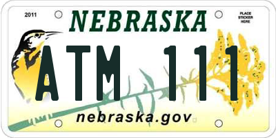 NE license plate ATM111