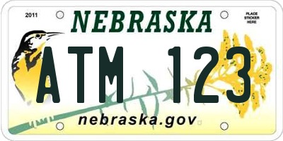 NE license plate ATM123