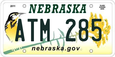 NE license plate ATM285