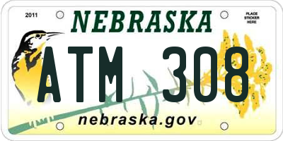 NE license plate ATM308