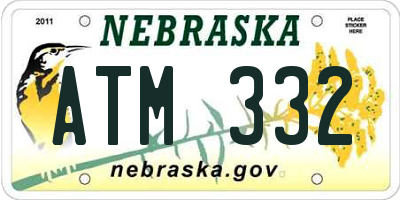 NE license plate ATM332