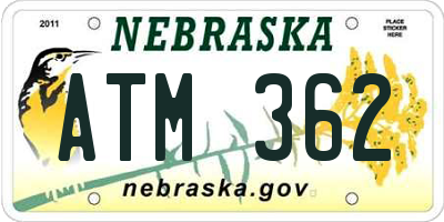 NE license plate ATM362