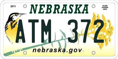 NE license plate ATM372
