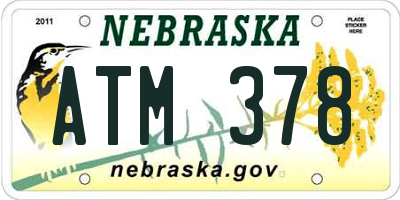 NE license plate ATM378