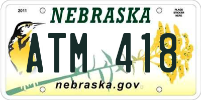 NE license plate ATM418