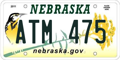 NE license plate ATM475
