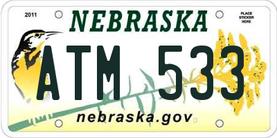 NE license plate ATM533